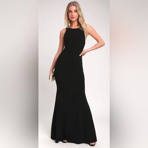 Lulu’s “Dream About You” Black Backless Maxi Dress, Size Medium